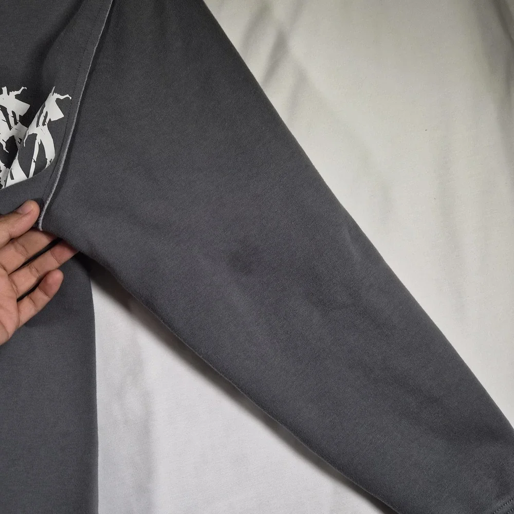 Broken Promises Men's Small Gray Distressed Graphic Full Zip Hoodie Goth Grunge